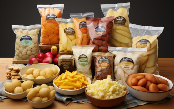 Diverse range of frozen potato products in a global market setting