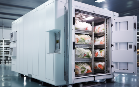 Energy efficient modular freezer unit in operation