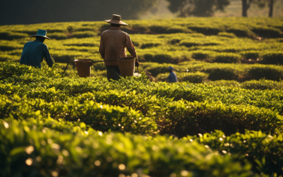 Farmers in a field adhering to fair trade practices