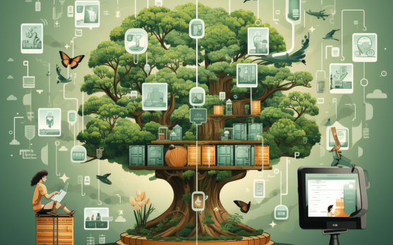 Illustration of smart packaging solutions combining technology and sustainability