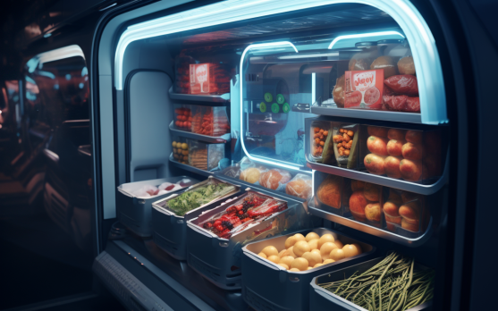Temperature controlled compartment in an autonomous vehicle for frozen foods