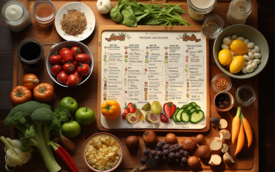Calendar with a meal planning schedule