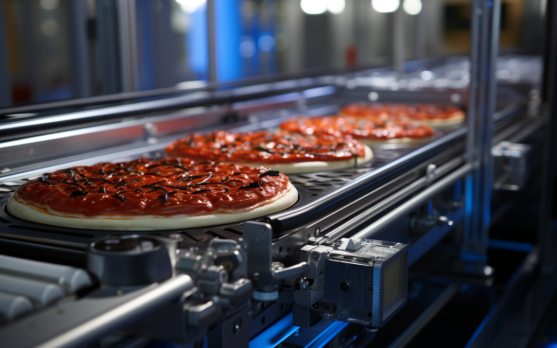 3D vision system in action, diligently scanning the seal integrity of frozen pizzas