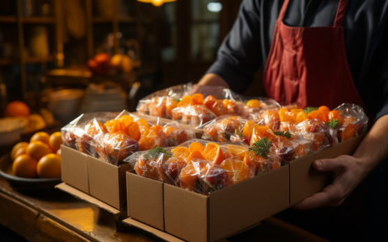 Image of a direct-to-consumer frozen food package being delivered