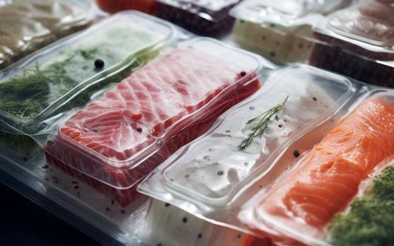 A close up of bioplastic packaging used for frozen foods