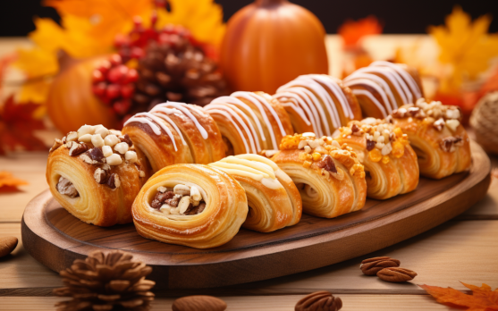 A festive frozen bakery product line featuring seasonal nut flavors