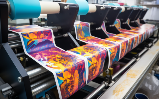 A label printing process using water based or soy based inks