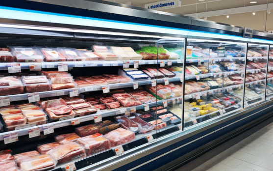A supermarket aisle featuring a variety of frozen Halal and Kosher foods
