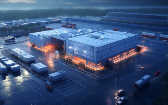 Aerial view of a cold chain logistics hub
