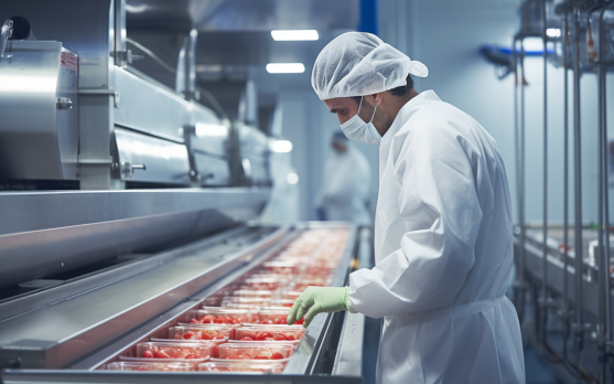 An inspection in a food production facility to ensure safety compliance