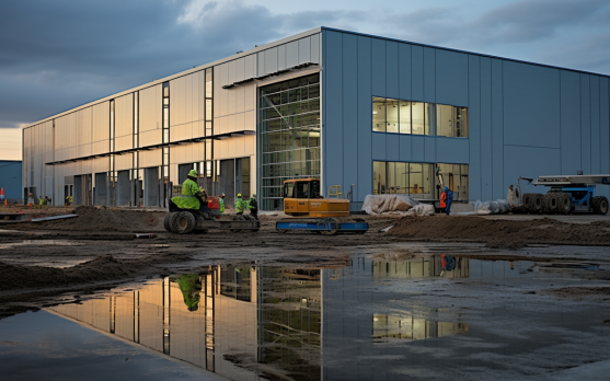 Construction site of a new cold storage warehouse