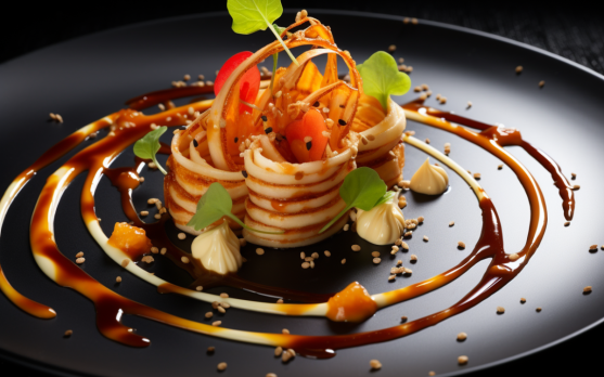 Modern fusion dish combining sweet and spicy elements