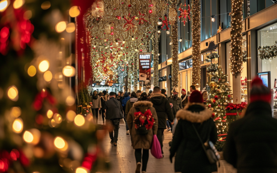 Retail store bustling with Christmas shoppers in 2023