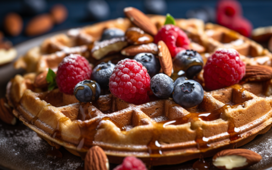 nutritious vegan waffle made with alternative ingredients like oat or almond flour
