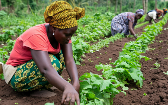 African farmers training in sustainable farming techniques