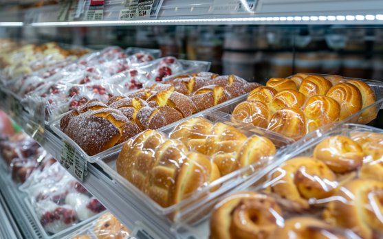 Gluten free frozen bakery items on display