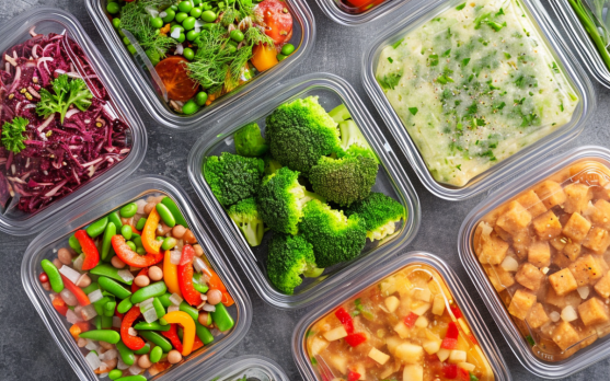 Innovative vegan frozen food packaging showcasing plant based ingredients 1