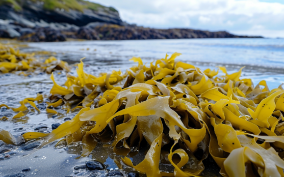 Seaweed washing ashore ready to be converted into eco friendly packaging