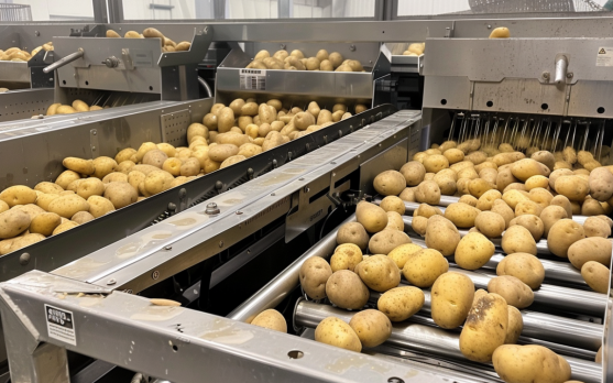 Optical sorters grading potatoes by size and quality