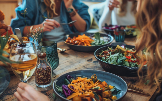 Consumers enjoying Daring Foods frozen plant based meals at home