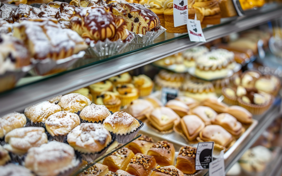 A beautifully arranged display of all natural frozen pastries with a clean label tag