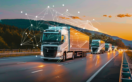 AI powered logistics trucks optimizing delivery routes in real time
