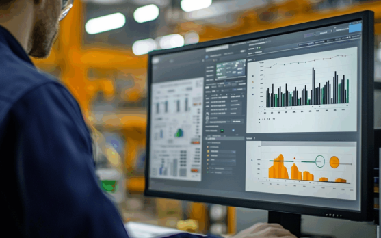 Dashboard displaying real time analytics from agentic AI systems in manufacturing