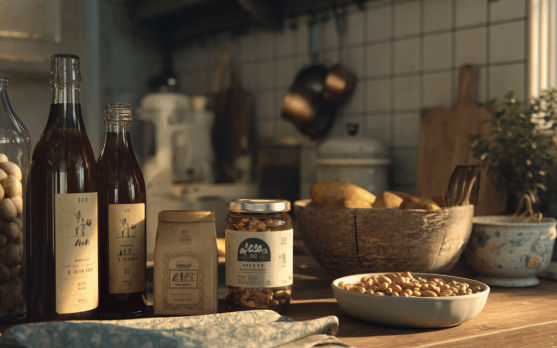 Lifestyle kitchen scene with local groceries featuring private label items