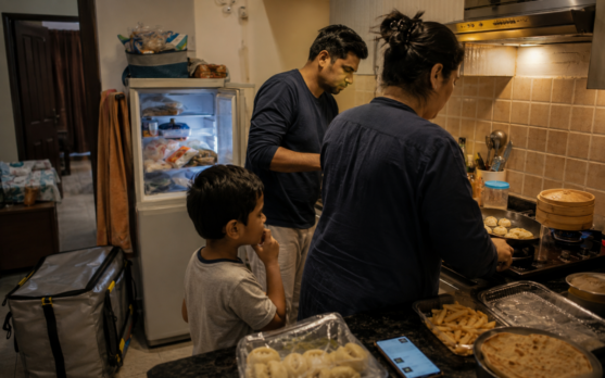 Family cooking in a cozy kitchen