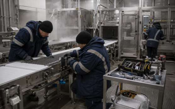 Industrial machinery maintenance in progress