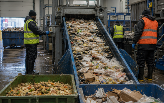 Industrial recycling plant in action